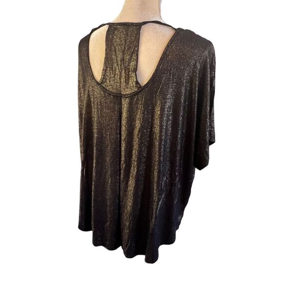 Juicy Couture Shimmering Metallic Short Sleeve Top with Open Back Detail Blouse - Picture 11 of 14